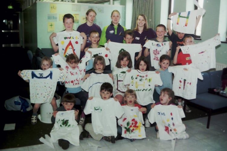 Children decorated t-shirts at Daft Craft sessions at Lords Meadow Leisure Centre in April 2002. DSC00486