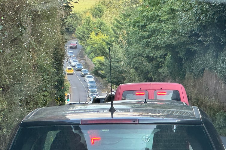 Traffic queues at the height of the incident.  AQ 1434