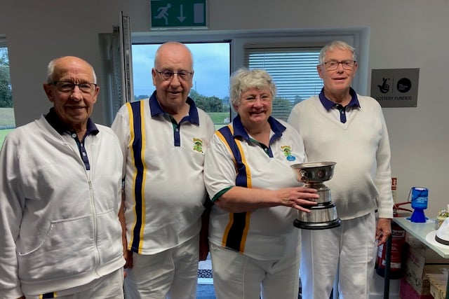 The winners of the Nora Tapp Cup at Morchard Bishop Bowling Club, from left, Dennis Buckingham, John Battishall, Lindsey Starrs and Brian Poole.