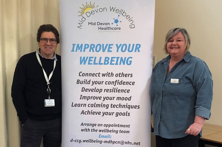 Mid Devon PCN Team - Simon Bloomfield, Health and Wellbeing Coach and Paula Martin, Health and Wellbeing Manager.