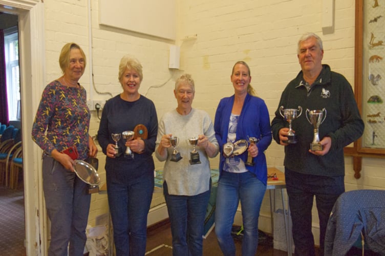 Some of the cup winners, Peter Heal, Heidi Becker, Briony Clinch, Helen Andrews and Trisha Mumford.
