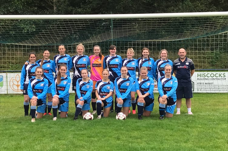 Crediton United women’s team before the first match of the season.