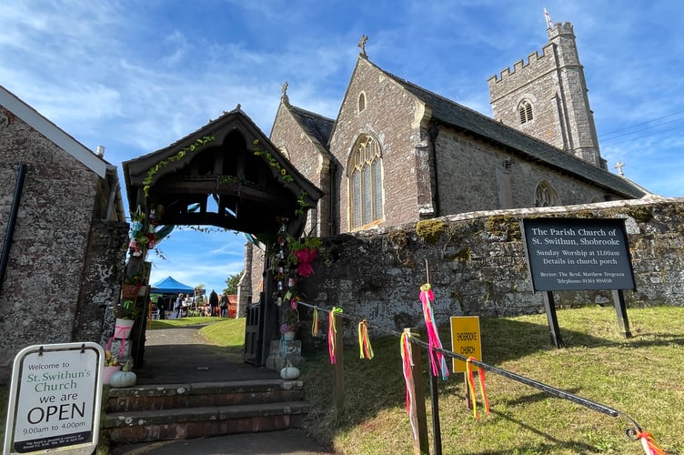 St Swithun's Church, Shobrooke with harvest decorations