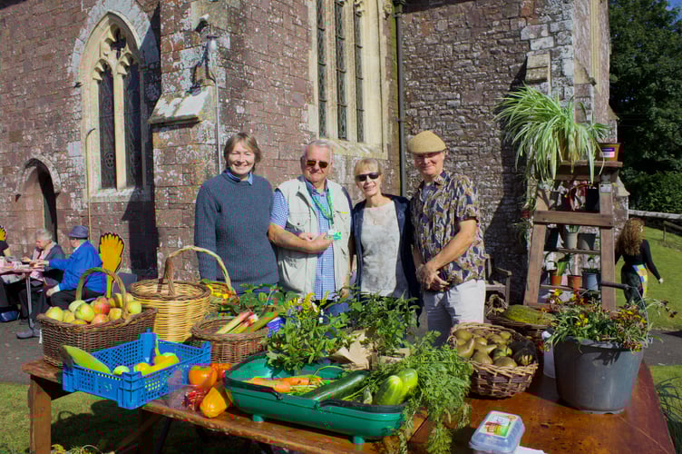 Secretary Lesley Browne, Colin Dagnall, Chair Alison Ayres and Steve Jones of Shobrooke Allotment Association