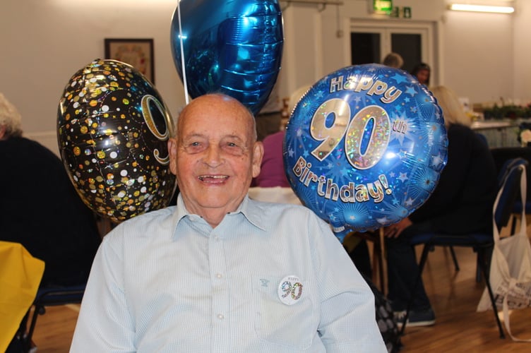 Peter with a few of the balloons around the Hall.  SR 9684
