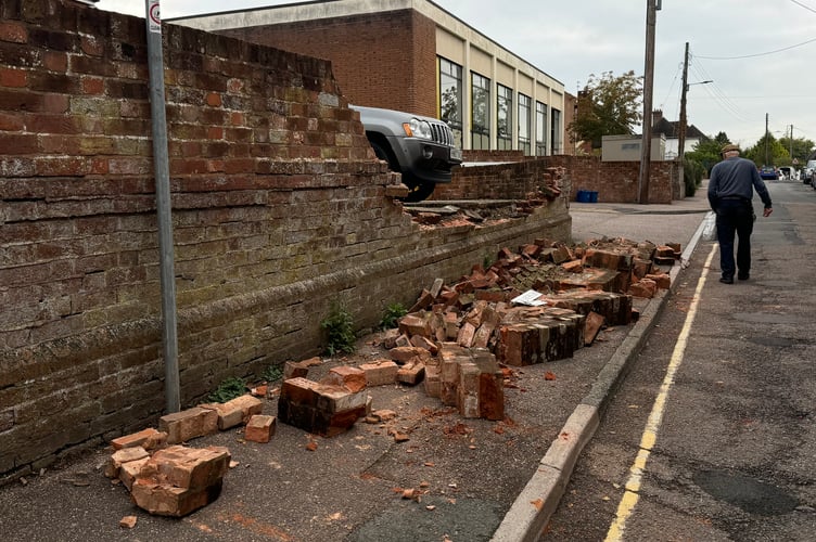 The bricks on the pavement in Parliament Street, Crediton.  AQ 3856