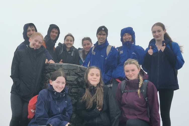 QE Gold D of E students at a high point in Snowdonia.