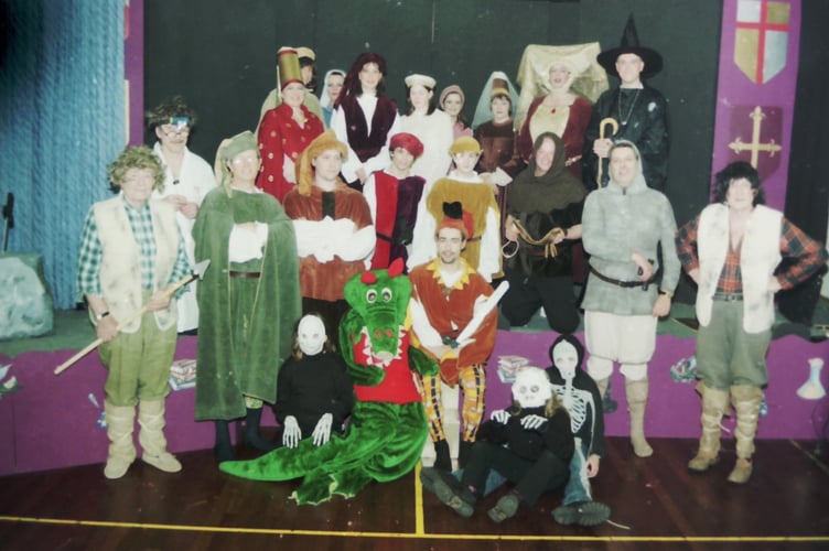 The cast of Lapford Amateur Dramatic Society's pantomime in February 2003. DSC00746