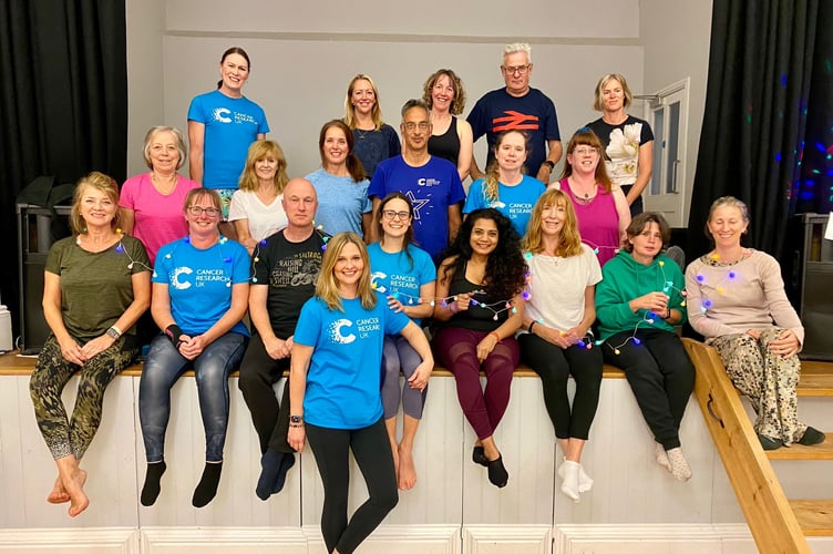 Pilates Instructor Becky Cunningham with members of her class who took part in the final challenge at the Old Town Hall in Crediton.