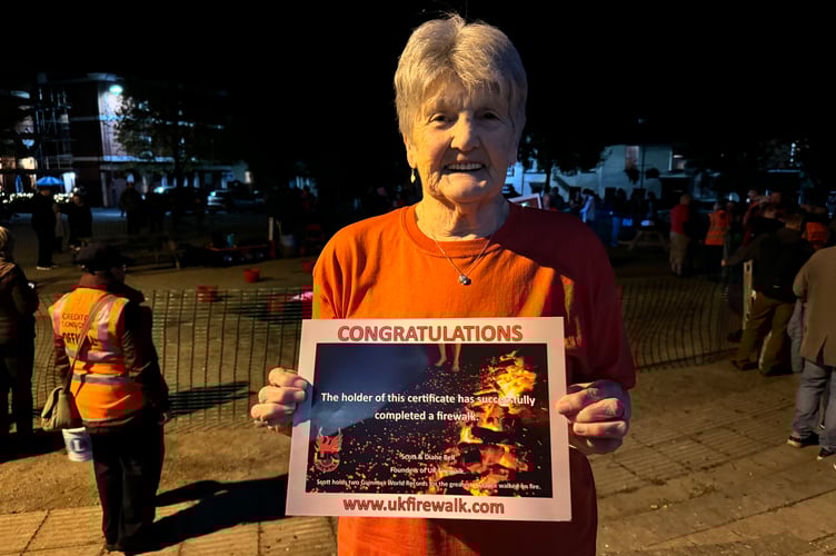 Sheila raised £1,000 by taking part.  AQ 4844

