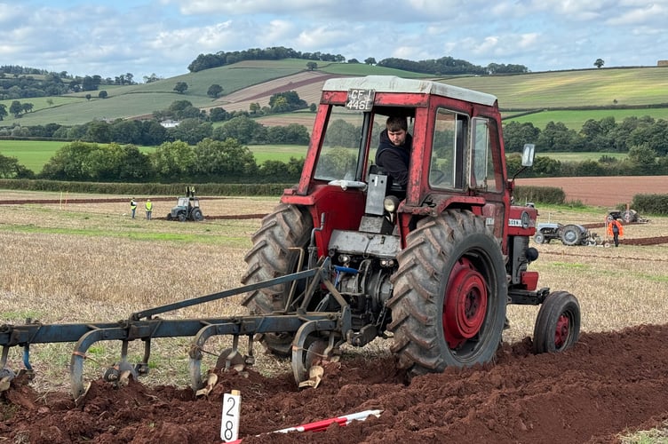 S Glover ploughing at the Mid Devon match. AQ 4605