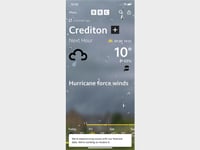BBC Weather fault forecast hurricane in Crediton
