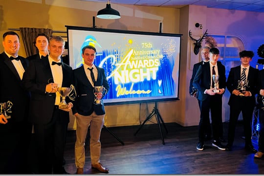 Some of the award recipients at Sandford Cricket Club Presentation Evening.