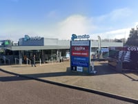 Motorway services solar panels turned down