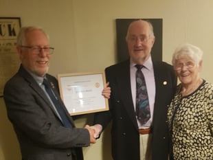 Reuben thanked for long service to Crediton Boniface Rotary
