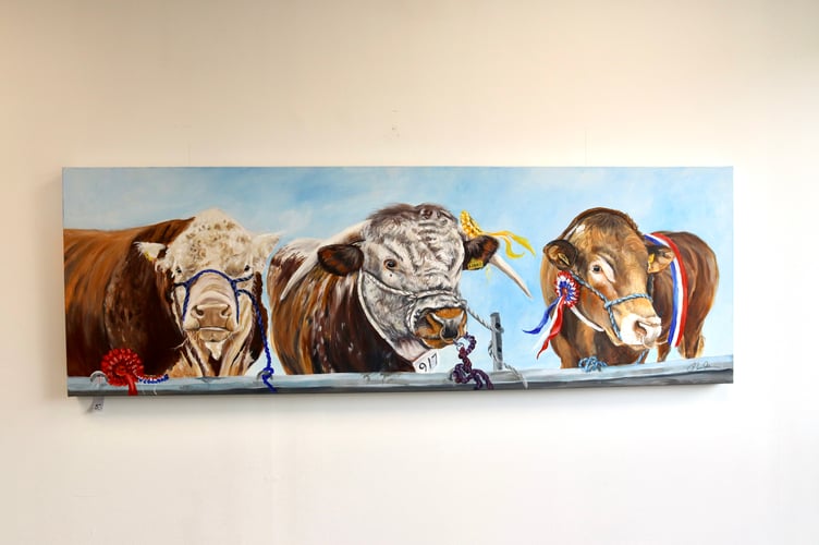 Prizewinning cattle, painted by Janet Jarvis