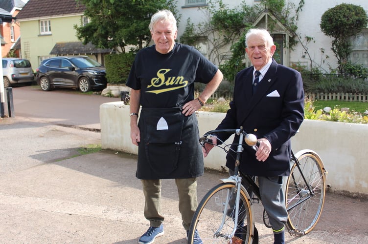 David Dornom on the bike, pictured with Roger Brooking. SR 9718
