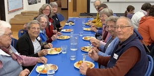 OAPs enjoy harvest lunch at Cheriton Fitzpaine Primary School