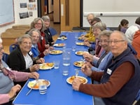 OAPs enjoy harvest lunch at Cheriton Fitzpaine Primary School