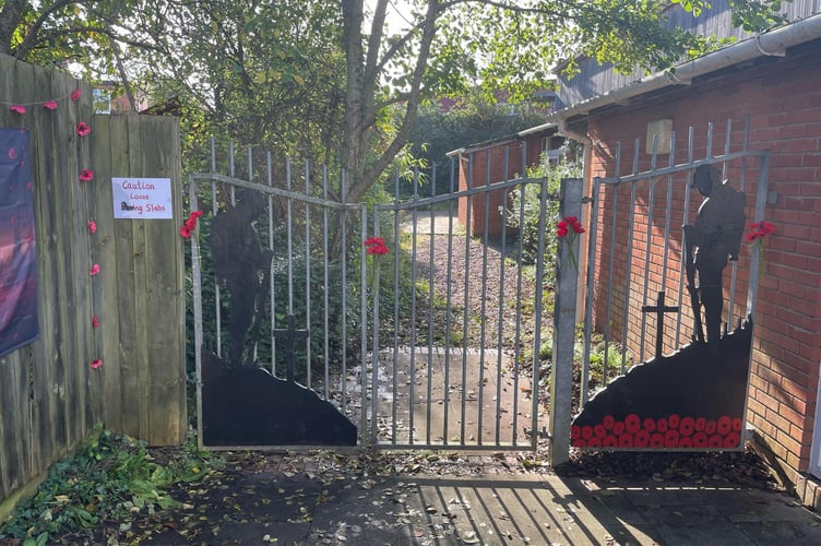 A view of the gates to the Cadet HQ in Crediton.
