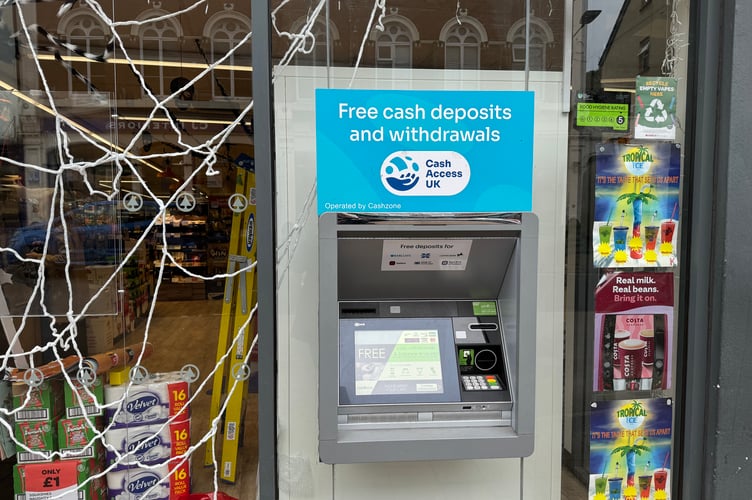 The multi-bank deposit machine to provide cash and deposit services at Crediton’s Spar Shop.  AQ 6529
