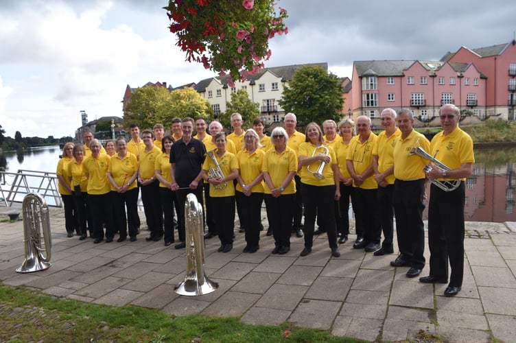 Crediton Town Band when it recently played at Exeter Quay.
