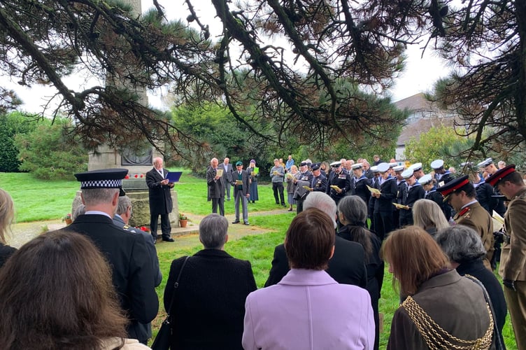 Over 100 people attended the ceremony to pay tribute to Penn Symons at the monument erected in his honour in 1901 which is now sits in the shadow of the park's Monterey pine. (Picture: Sarah Martin)