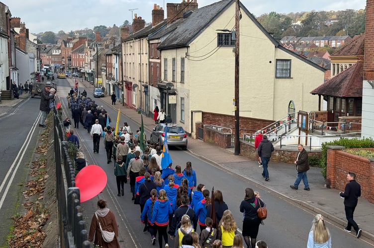 The parade making its way to Crediton High Street.  AQ 7397
