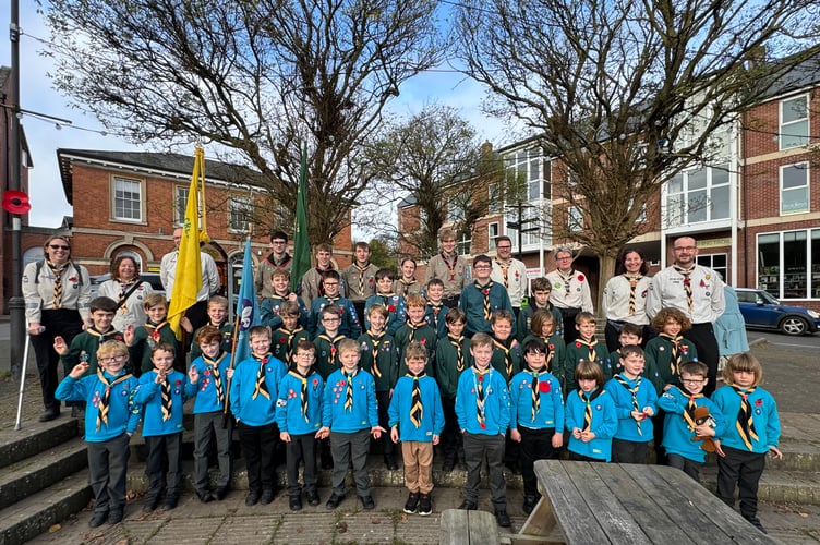 Scouts who took part in the Crediton Remembrance. AQ 7424