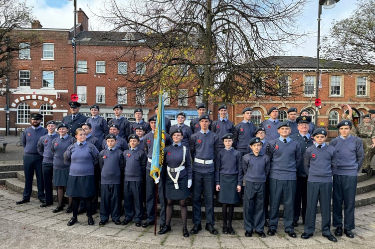 Air Cadets who took part in the Crediton Remembrance. AQ 7419