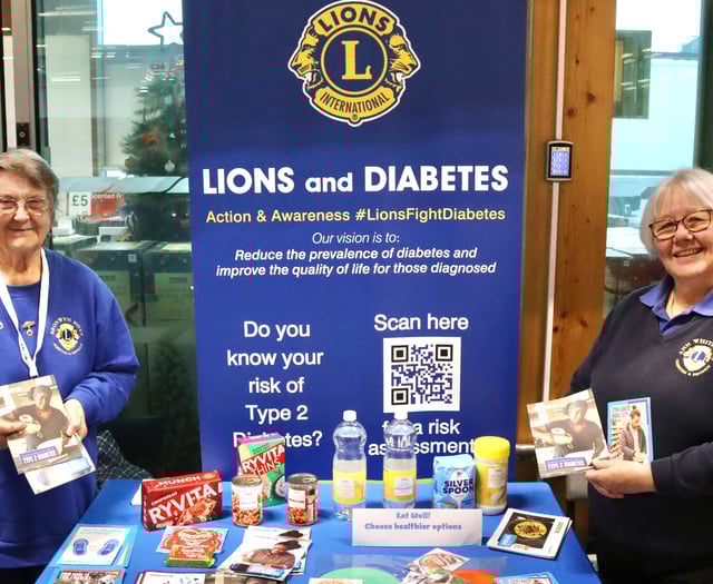 Lions raise awareness of diabetes at Crediton supermarket