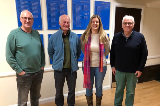 From left, Sandford Cricket Club Chairman Mike Discombe, Andy Gibson, Tracy Matthews and President Andy Glass.