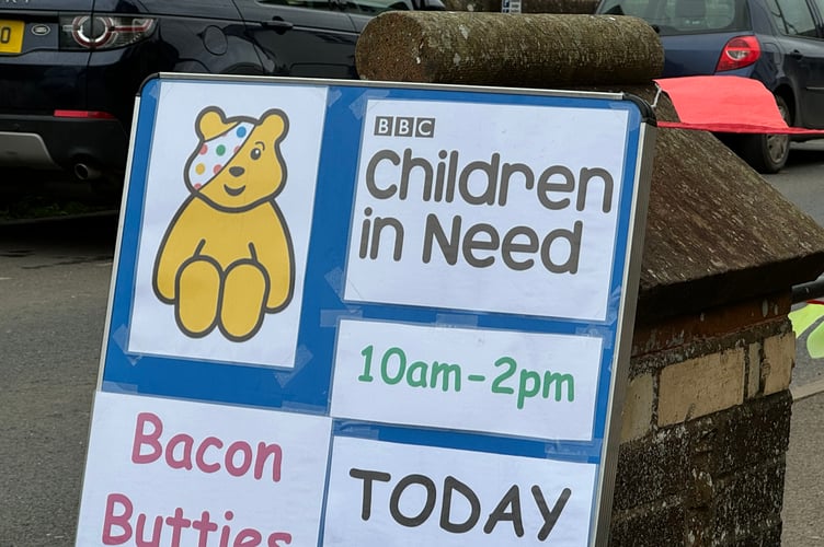 The sign outside Copplestone Methodist Church on the day. AQ 7818