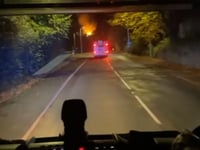 Fire crews tackle large barn fire near Halberton