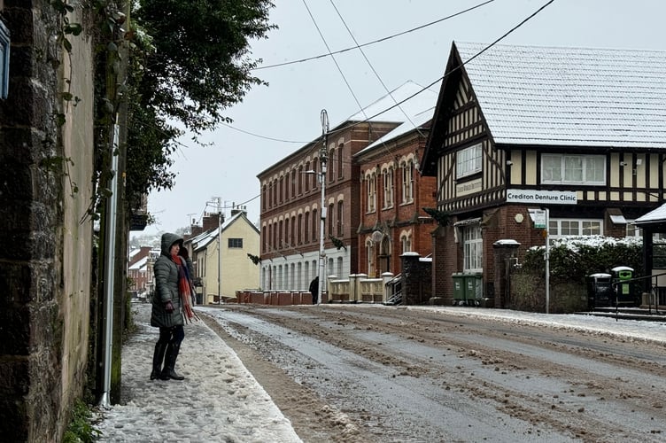 Snow on roads in Crediton. AQ 8138