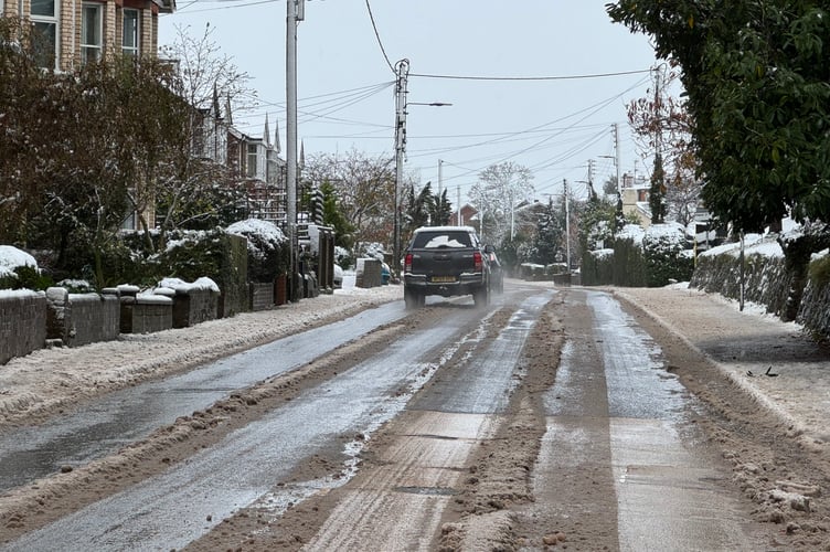 Snow on roads in Crediton. AQ 8193