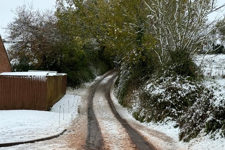Snow on roads in Crediton. AQ 8214