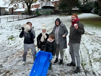 Some enjoying fun in the snow at Crediton
