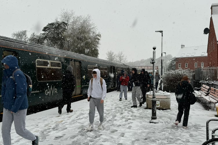 Students were stuck at Crediton railway station on Thursday morning