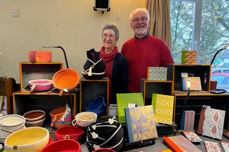 Jan and Girt Gailans sold cotton rope items and quality bound books at Sandford Craft Fair.  AQ 7892
