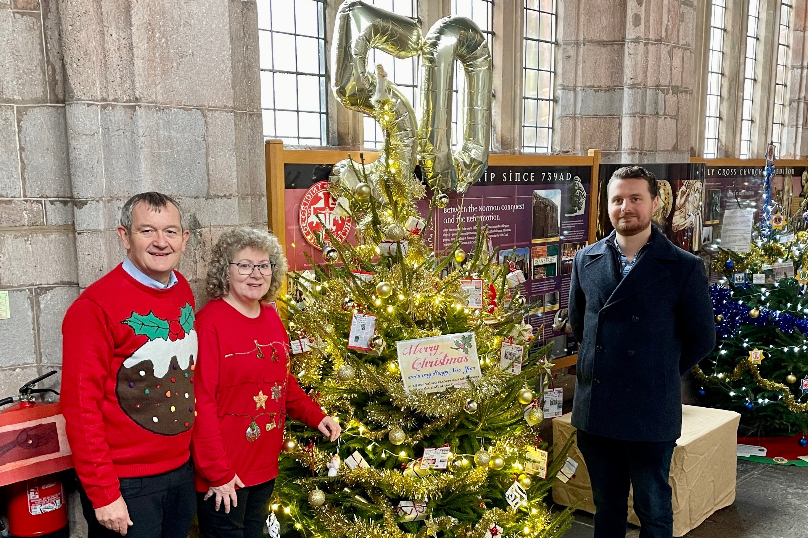 Crediton Courier decorates tree for Christmas Tree Festival