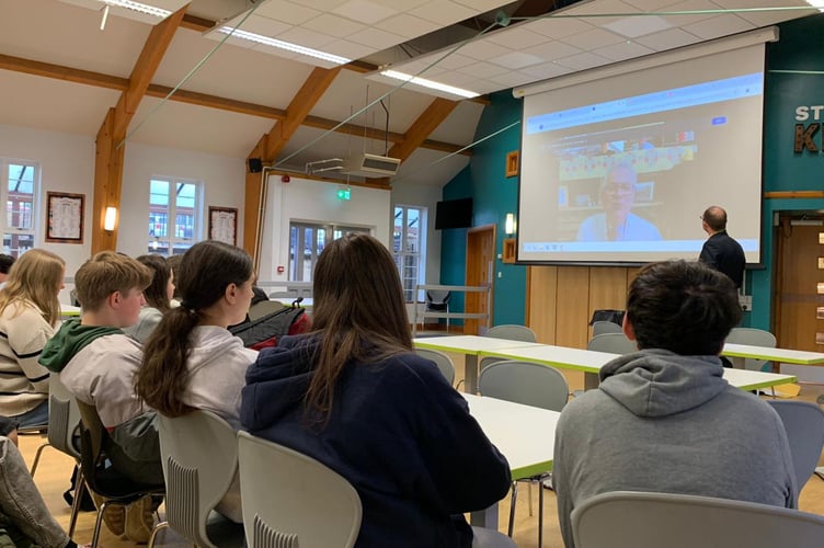 QE sixth-formers speaking with Lord Newby online
