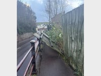 Storm Darragh: Crediton footpath closed due to fallen fence
