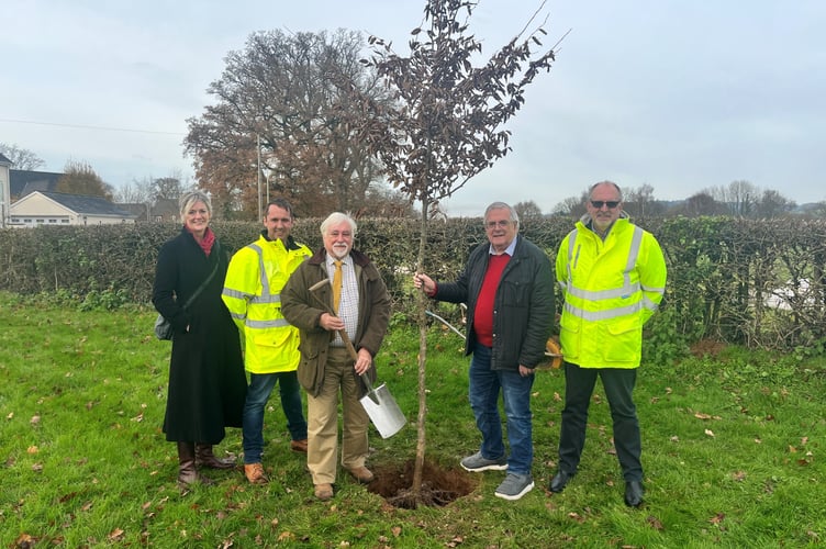 From left, MDDC officers Christie McCombe and Tim Jarratt, Cllrs Steve Keable and Les Cruwys, Brian Hensley of Devon County Council