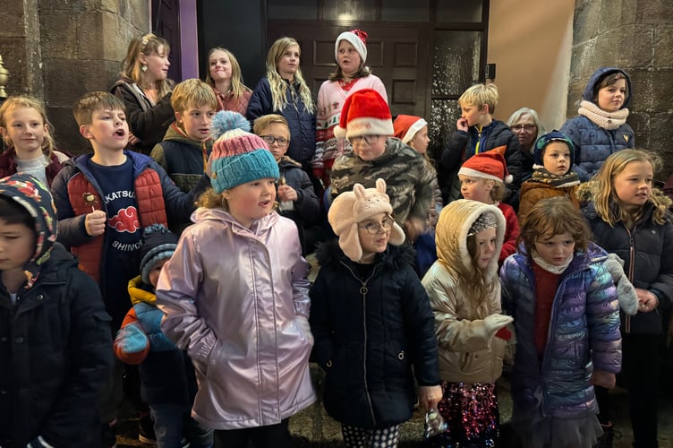 The North Tawton Primary School children who led the Carol Singing.  AQ 9567
