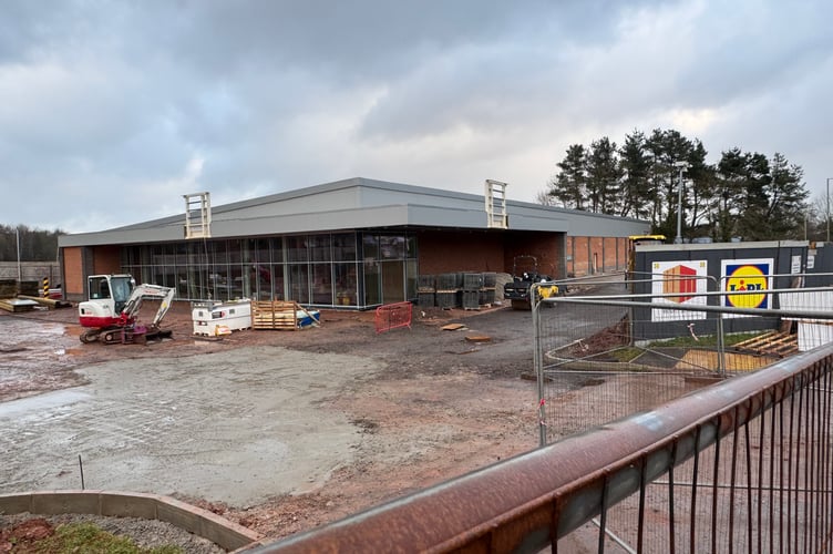 A view of the new Lidl store being built in Crediton. AQ 9440