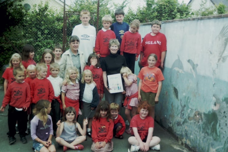 Spreyton School said farewell to Mrs Rosemary Vile after 26 years as meal time assistant in July 2002. DSC01343