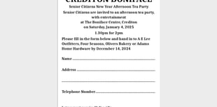 Still time to register Senior Citizens for New Year tea party

