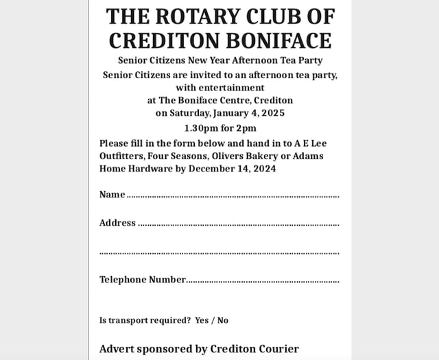 Still time to register Senior Citizens for New Year tea party
