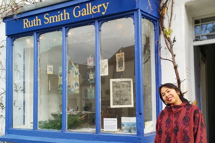 Bethenie Carriaga outside Ruth Smith Gallery